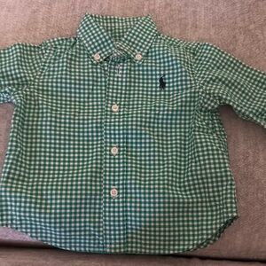 Ralph Lauren Green and White Gingham Button Down Shirt